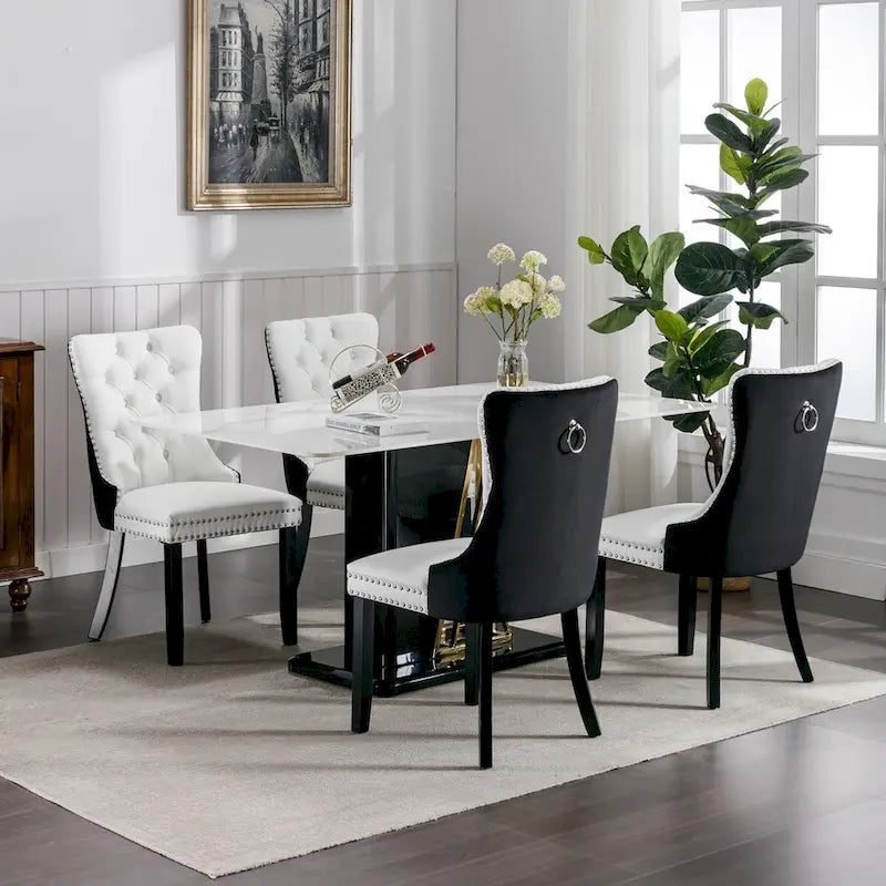 Chaise de salle à manger capitonnée haut de gamme avec garniture cloutée, lot de 2