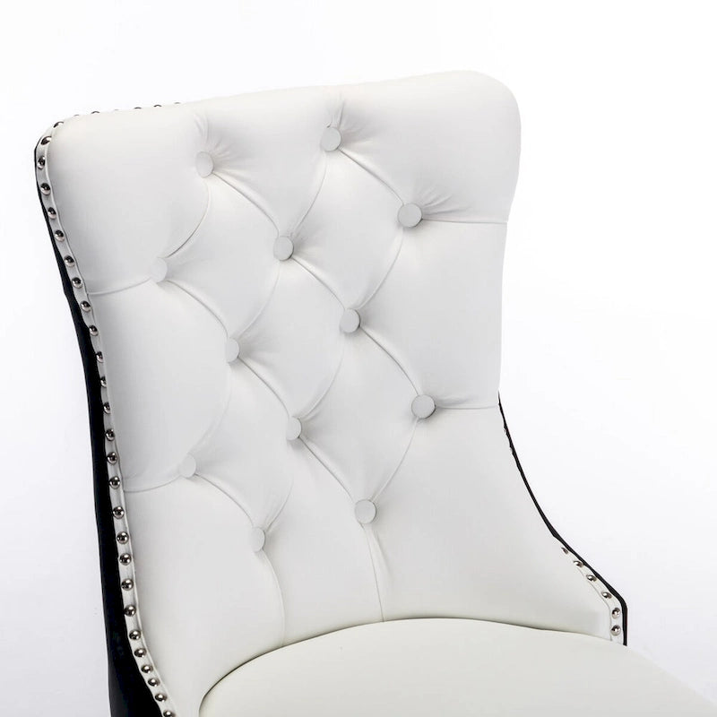Chaise de salle à manger capitonnée haut de gamme avec garniture cloutée, lot de 2