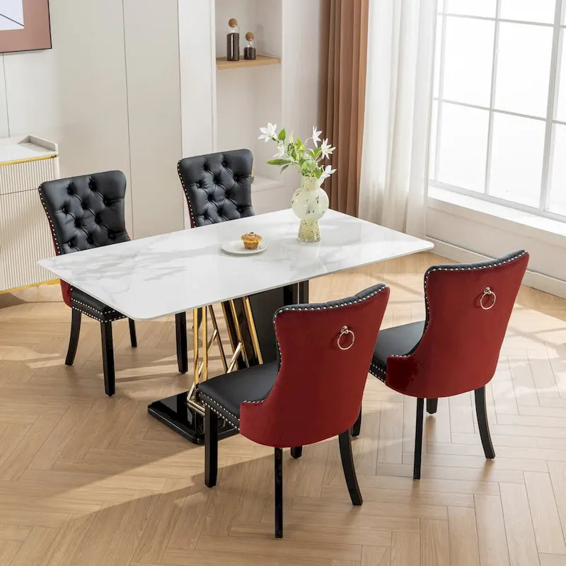 Chaise de salle à manger capitonnée haut de gamme avec garniture cloutée, lot de 2