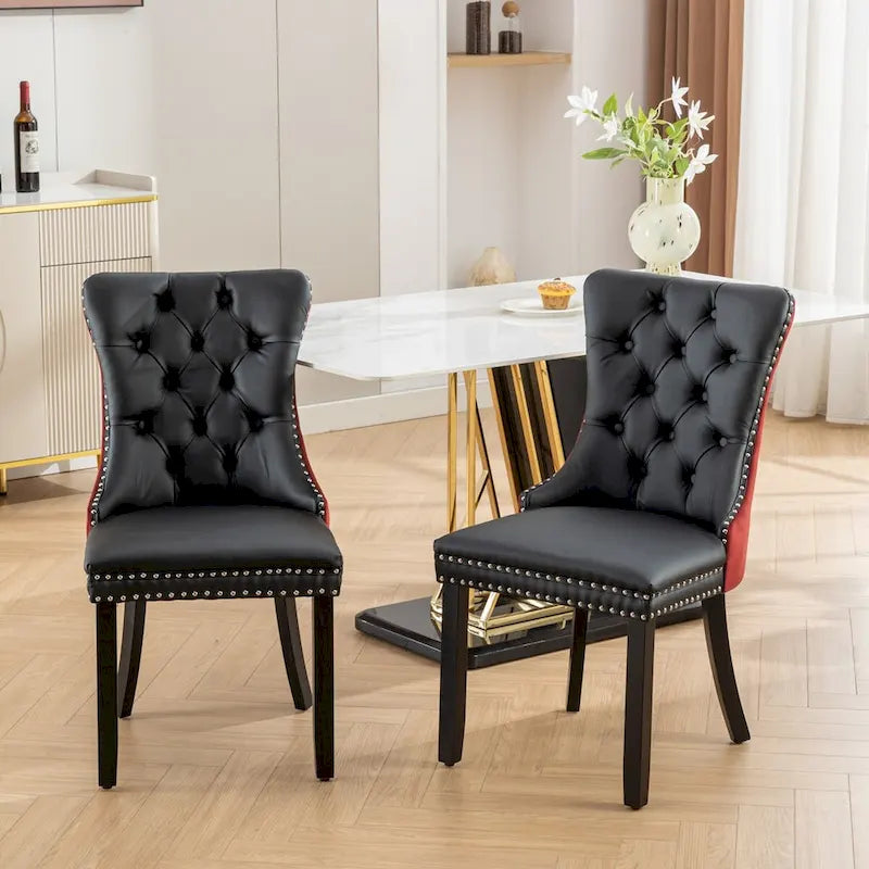 Chaise de salle à manger capitonnée haut de gamme avec garniture cloutée, lot de 2