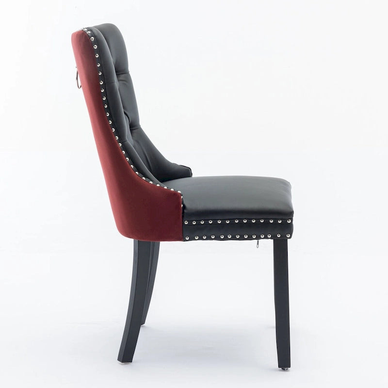 Chaise de salle à manger capitonnée haut de gamme avec garniture cloutée, lot de 2