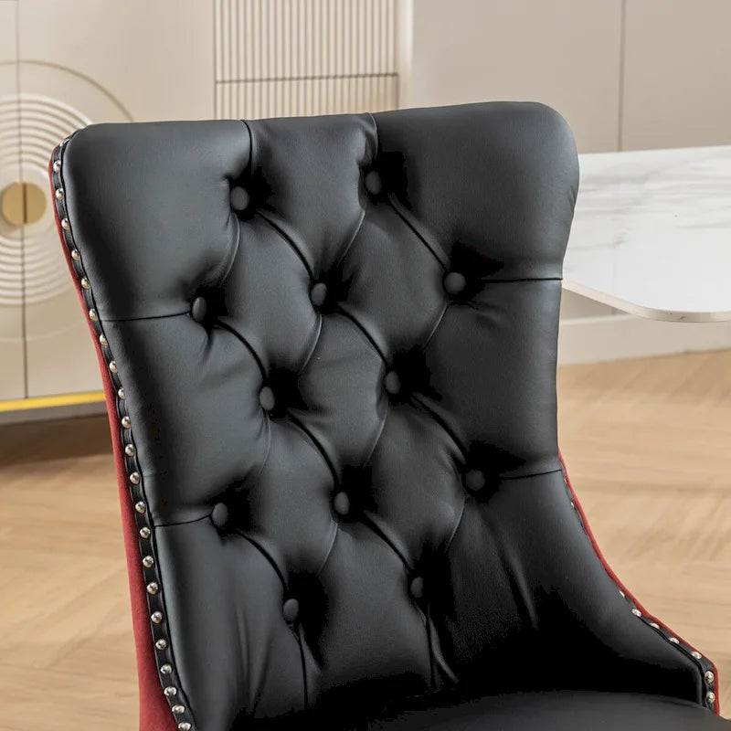Chaise de salle à manger capitonnée haut de gamme avec garniture cloutée, lot de 2