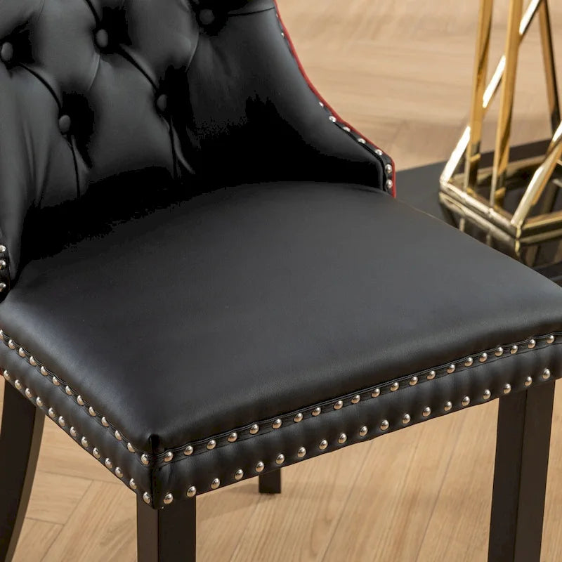 Chaise de salle à manger capitonnée haut de gamme avec garniture cloutée, lot de 2