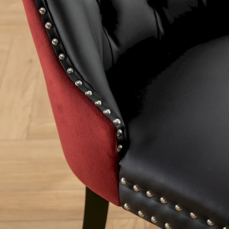 Chaise de salle à manger capitonnée haut de gamme avec garniture cloutée, lot de 2