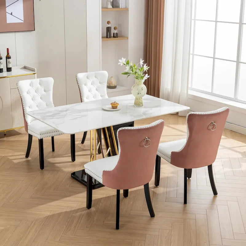 Chaise de salle à manger capitonnée haut de gamme avec garniture cloutée, lot de 2