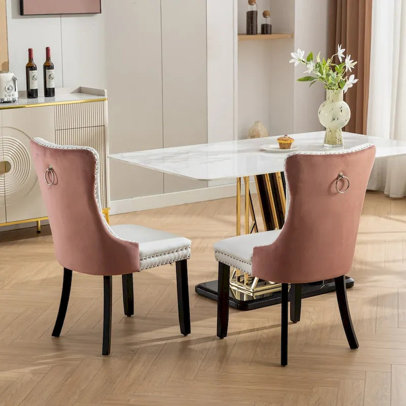 Chaise de salle à manger capitonnée haut de gamme avec garniture cloutée, lot de 2