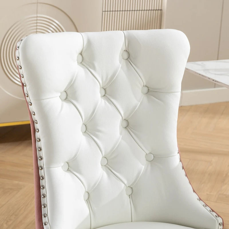 Chaise de salle à manger capitonnée haut de gamme avec garniture cloutée, lot de 2