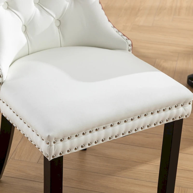 Chaise de salle à manger capitonnée haut de gamme avec garniture cloutée, lot de 2