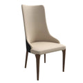 Chaise de salle à manger à dossier haut, revêtue de cuir avec pieds en bois de frêne, collection Elm