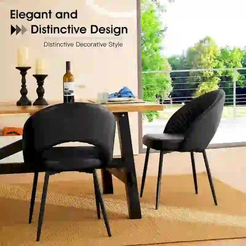 Chaise de salle à manger latérale Glitzhome Mid-Century Modern en cuir PU matelassé avec pieds fuselés en métal