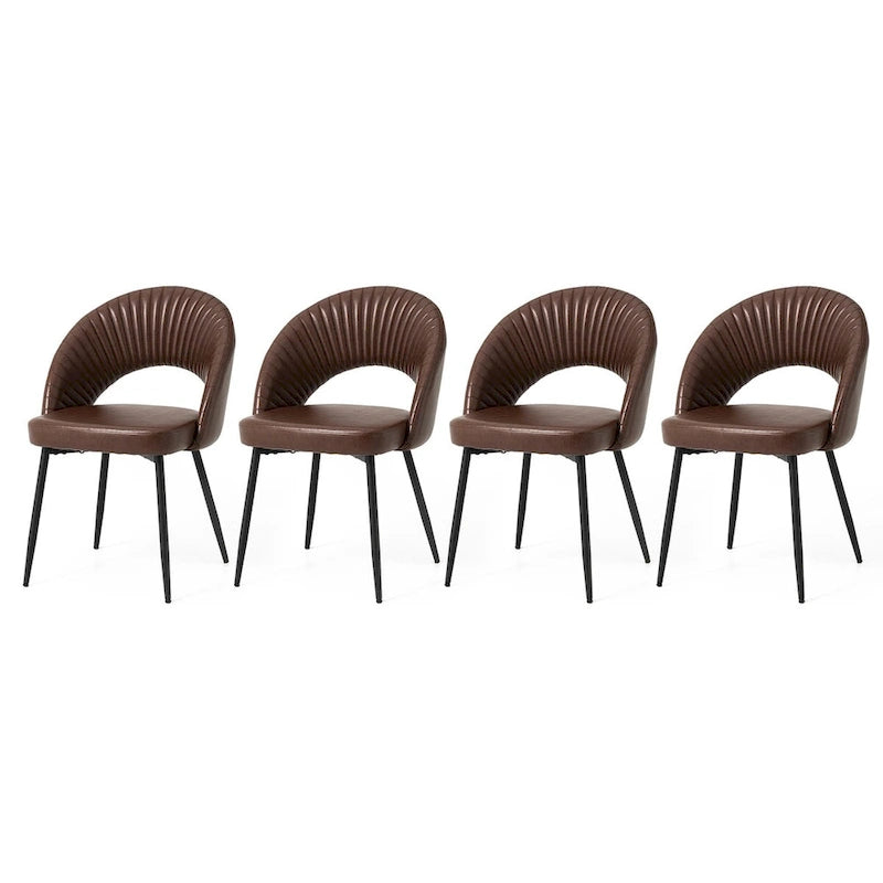 Chaise de salle à manger latérale Glitzhome Mid-Century Modern en cuir PU matelassé avec pieds fuselés en métal
