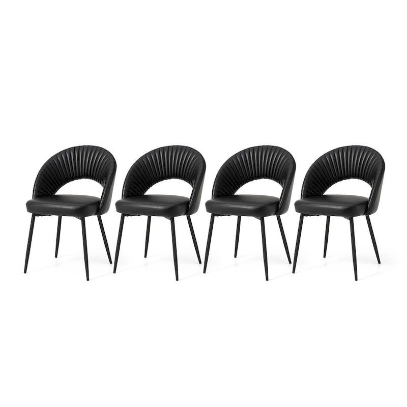 Chaise de salle à manger latérale Glitzhome Mid-Century Modern en cuir PU matelassé avec pieds fuselés en métal