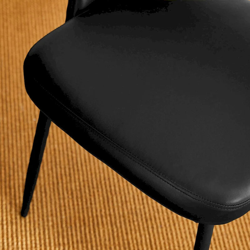 Chaise de salle à manger latérale Glitzhome Mid-Century Modern en cuir PU matelassé avec pieds fuselés en métal