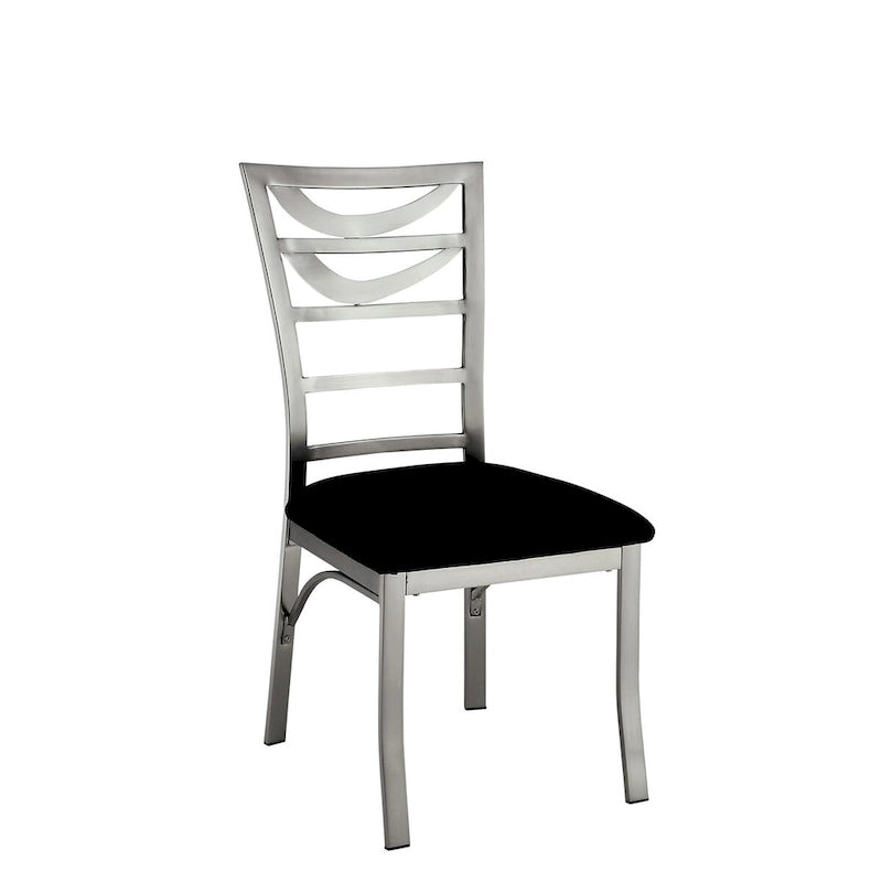 Sculpture I Ensemble de salle à manger rond 5 pièces en acier noir contemporain par Furniture of America