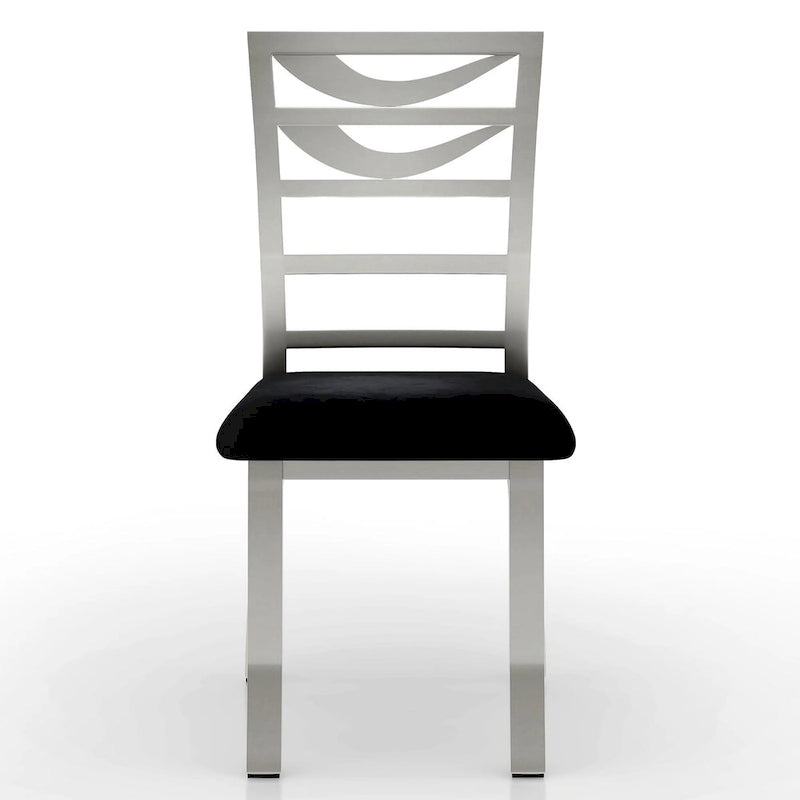 Sculpture I Ensemble de salle à manger rond 5 pièces en acier noir contemporain par Furniture of America