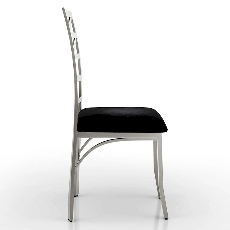 Sculpture I Ensemble de salle à manger rond 5 pièces en acier noir contemporain par Furniture of America