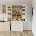 Garde-manger de cuisine de ferme de 77 pouces, armoire de rangement haute autonome avec 3 étagères réglables, 8 étagères de porte, 3 tiroirs