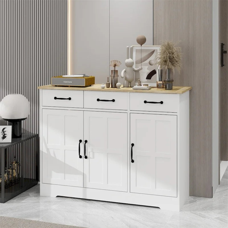 Meuble de Rangement Buffet de Ferme avec 3 Tiroirs et 3 Portes