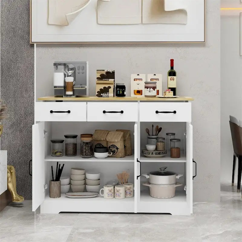 Meuble de Rangement Buffet de Ferme avec 3 Tiroirs et 3 Portes