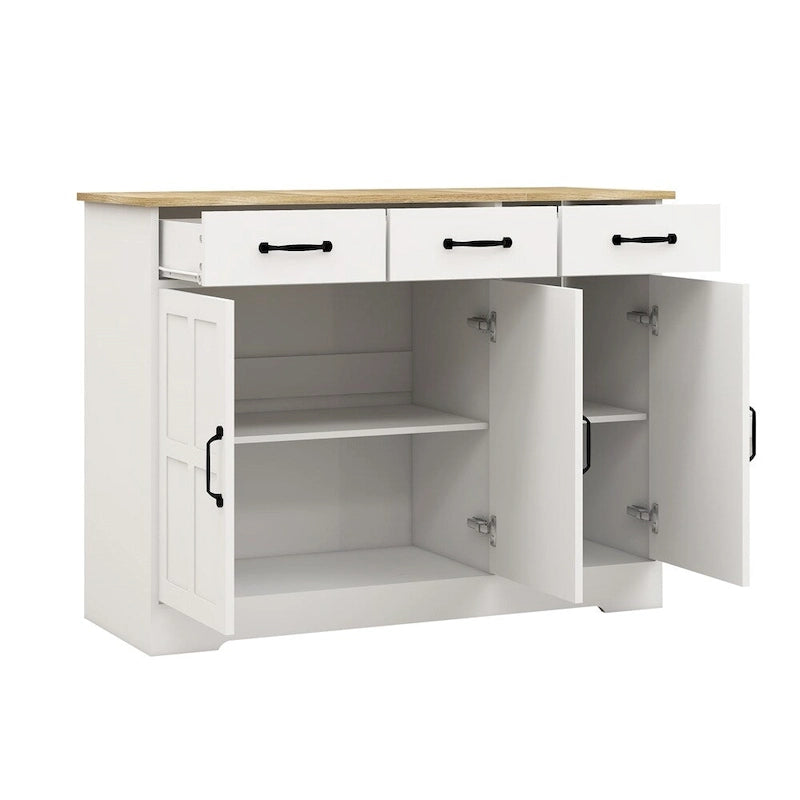 Meuble de Rangement Buffet de Ferme avec 3 Tiroirs et 3 Portes