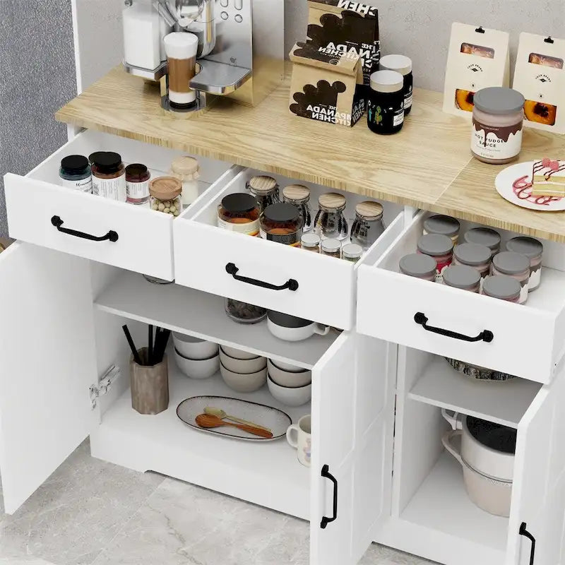Meuble de Rangement Buffet de Ferme avec 3 Tiroirs et 3 Portes