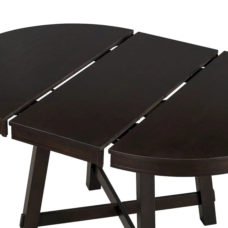 Ensemble de salle à manger 5 pièces style campagnard avec 4 chaises, extensible