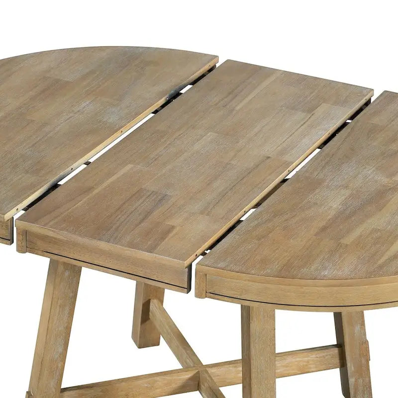 Ensemble de salle à manger 5 pièces style campagnard avec 4 chaises, extensible