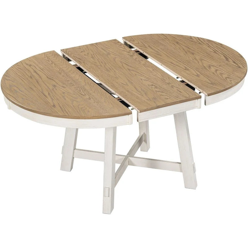 Ensemble de salle à manger 5 pièces style campagnard avec 4 chaises, extensible