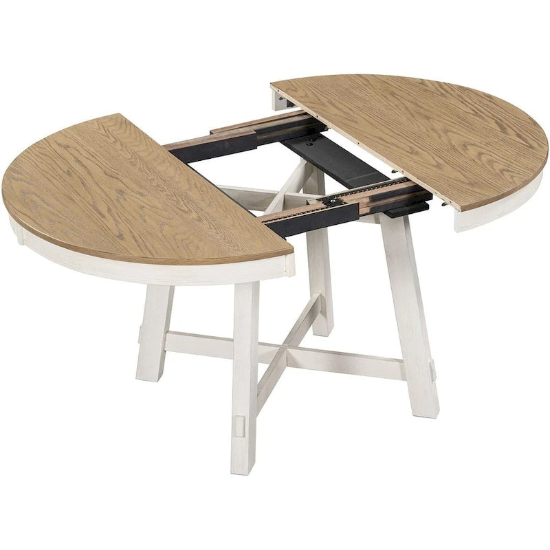 Ensemble de salle à manger 5 pièces style campagnard avec 4 chaises, extensible
