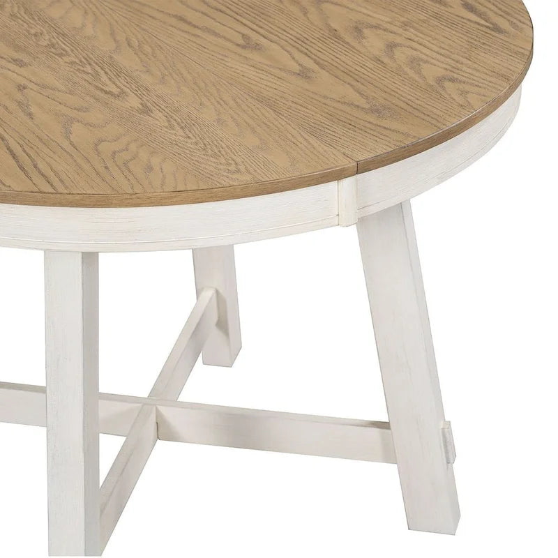 Ensemble de salle à manger 5 pièces style campagnard avec 4 chaises, extensible