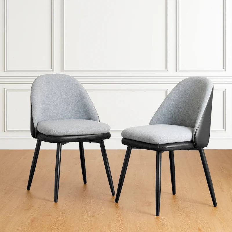 Glitzhome Lot de 2 ou 4 chaises de salle à manger modernes en similicuir et tissu mélangé avec pieds en métal