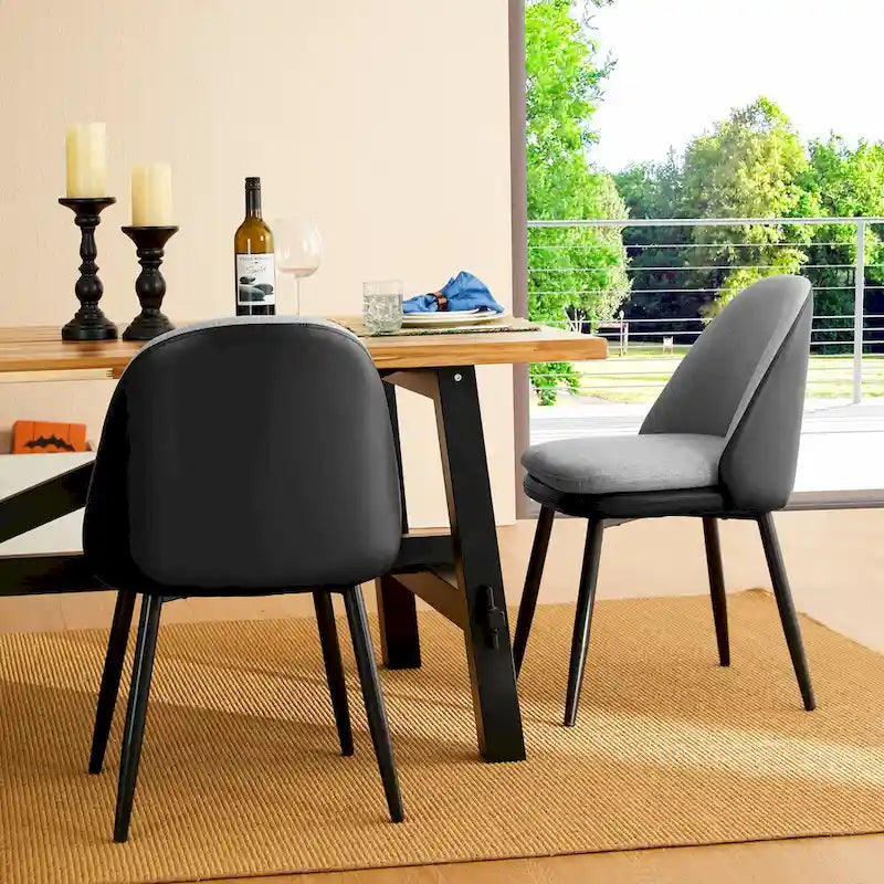 Glitzhome Lot de 2 ou 4 chaises de salle à manger modernes en similicuir et tissu mélangé avec pieds en métal