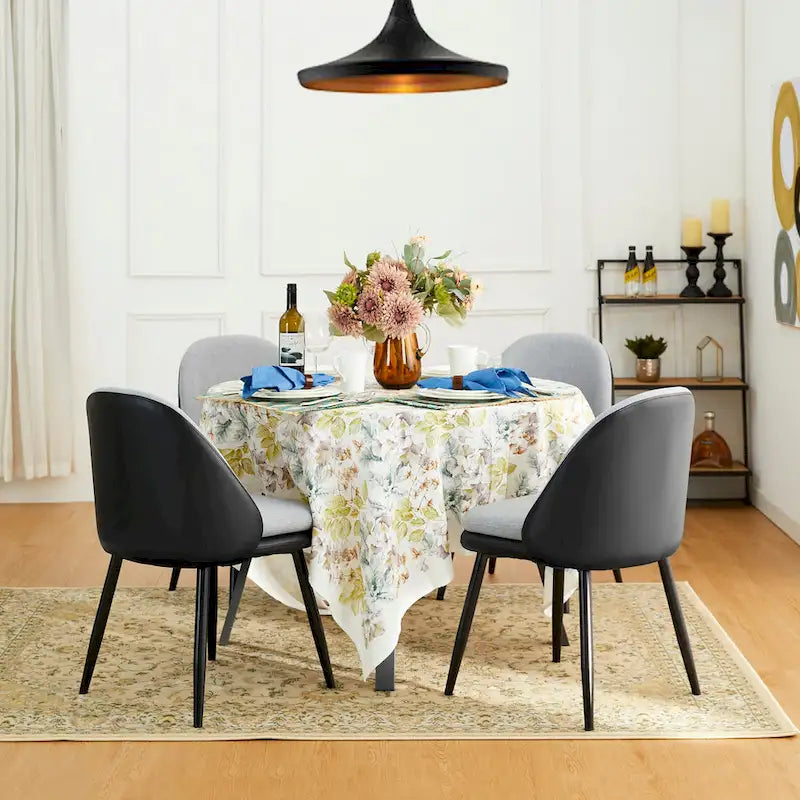 Glitzhome Lot de 2 ou 4 chaises de salle à manger modernes en similicuir et tissu mélangé avec pieds en métal