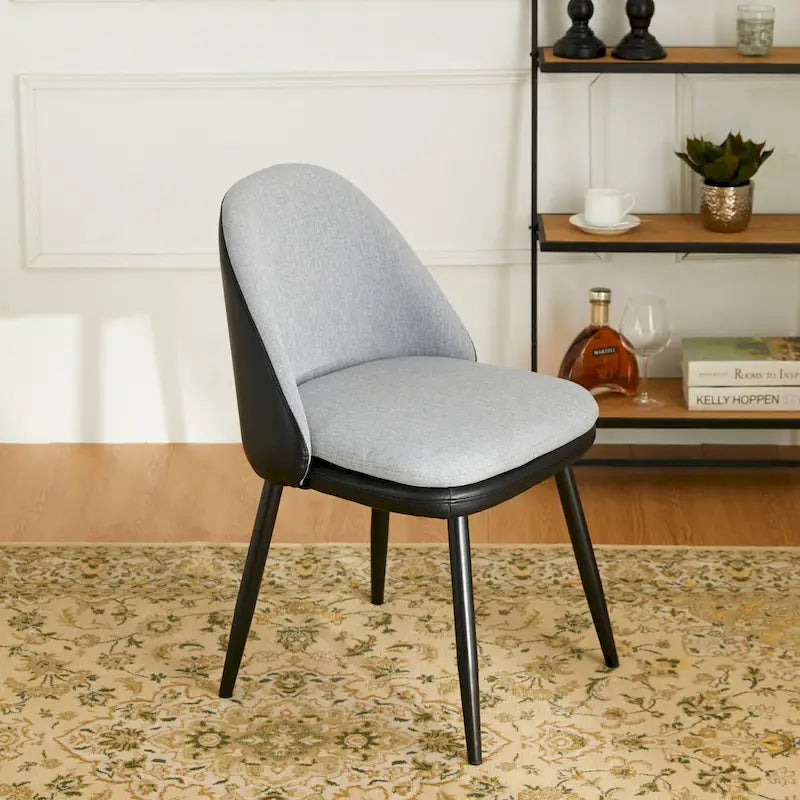 Glitzhome Lot de 2 ou 4 chaises de salle à manger modernes en similicuir et tissu mélangé avec pieds en métal