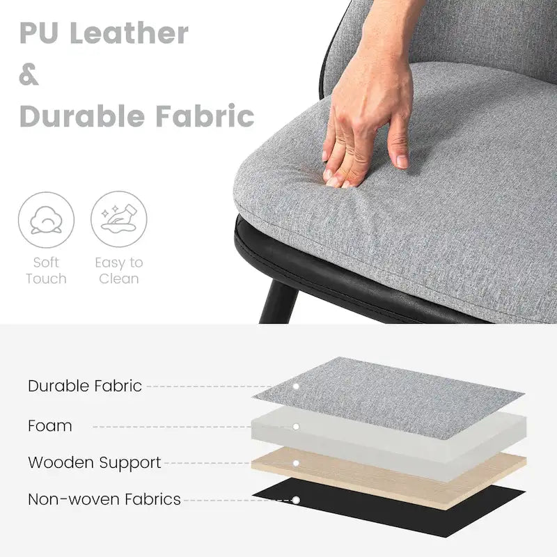 Glitzhome Lot de 2 ou 4 chaises de salle à manger modernes en similicuir et tissu mélangé avec pieds en métal