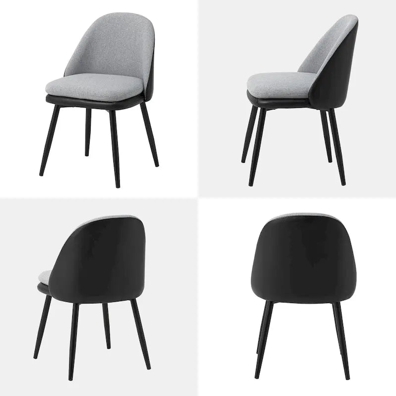 Glitzhome Lot de 2 ou 4 chaises de salle à manger modernes en similicuir et tissu mélangé avec pieds en métal