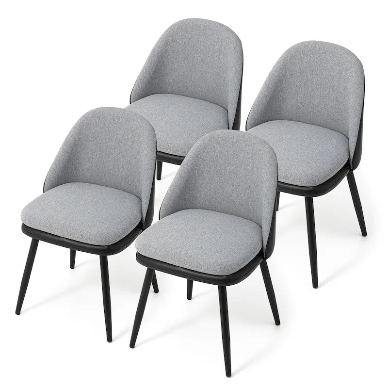 Glitzhome Lot de 2 ou 4 chaises de salle à manger modernes en similicuir et tissu mélangé avec pieds en métal