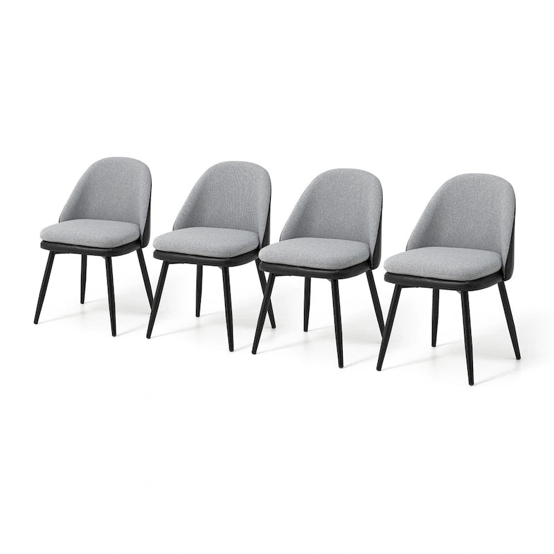 Glitzhome Lot de 2 ou 4 chaises de salle à manger modernes en similicuir et tissu mélangé avec pieds en métal