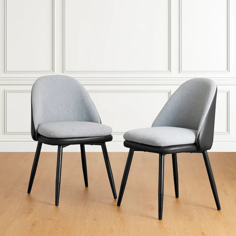 Glitzhome Lot de 2 ou 4 chaises de salle à manger modernes en similicuir et tissu mélangé avec pieds en métal