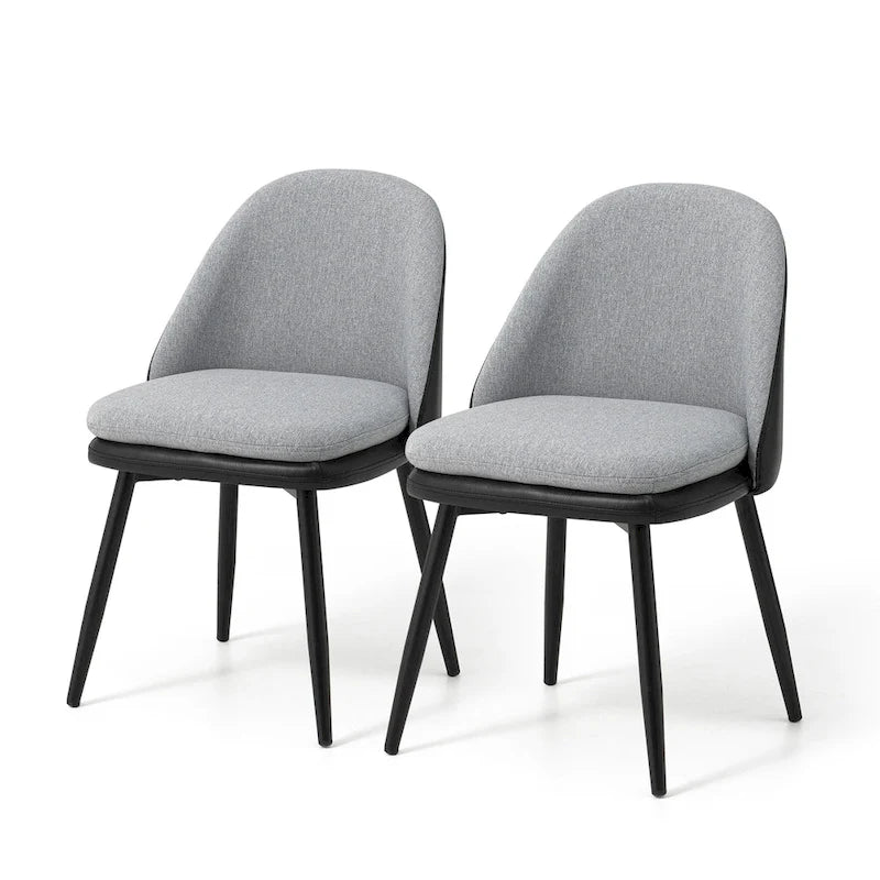 Glitzhome Lot de 2 ou 4 chaises de salle à manger modernes en similicuir et tissu mélangé avec pieds en métal