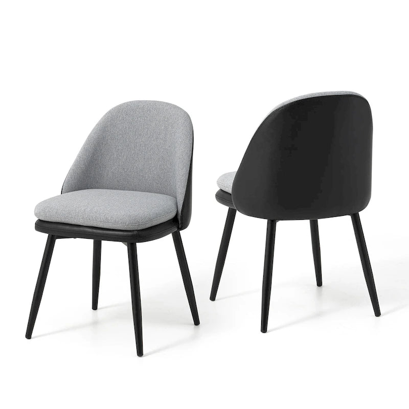 Glitzhome Lot de 2 ou 4 chaises de salle à manger modernes en similicuir et tissu mélangé avec pieds en métal