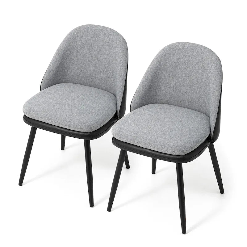 Glitzhome Lot de 2 ou 4 chaises de salle à manger modernes en similicuir et tissu mélangé avec pieds en métal