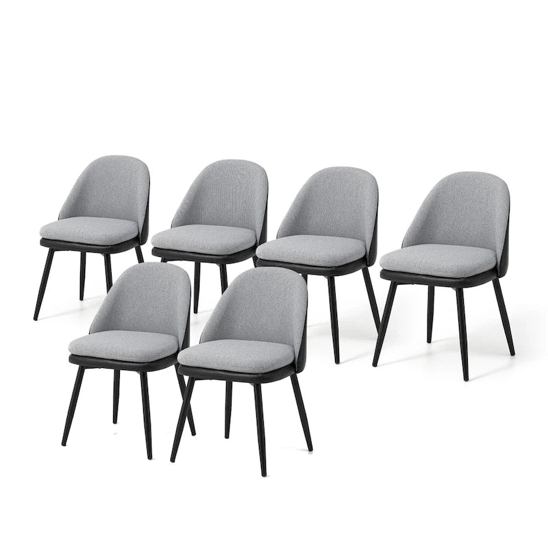 Glitzhome Lot de 2 ou 4 chaises de salle à manger modernes en similicuir et tissu mélangé avec pieds en métal