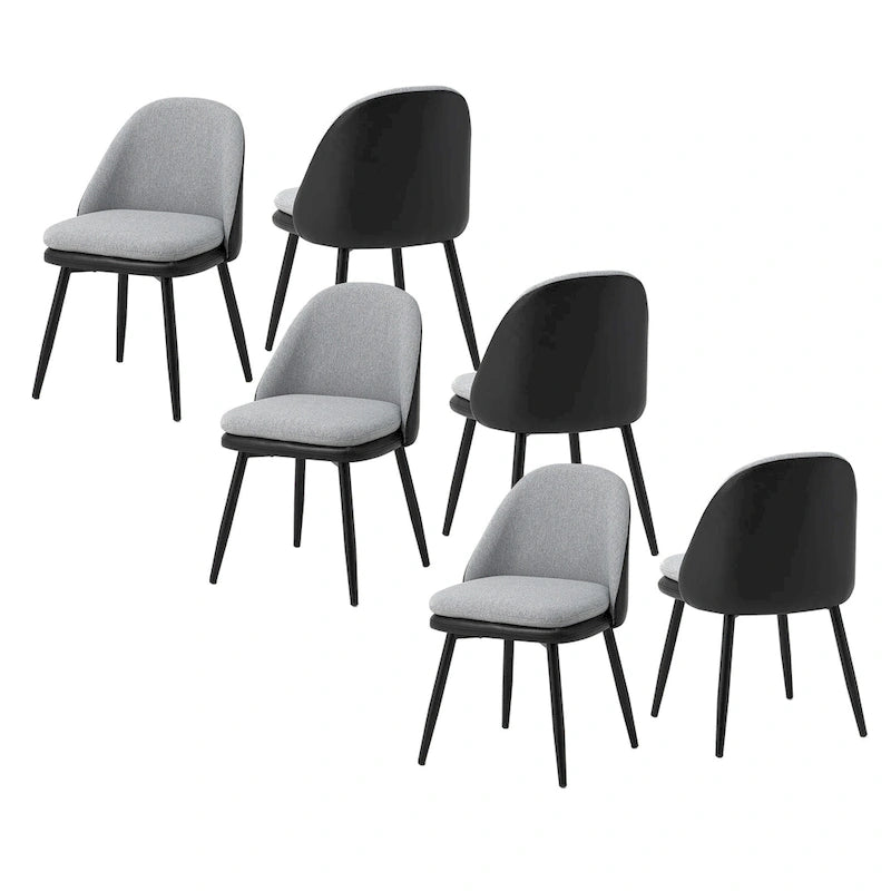 Glitzhome Lot de 2 ou 4 chaises de salle à manger modernes en similicuir et tissu mélangé avec pieds en métal