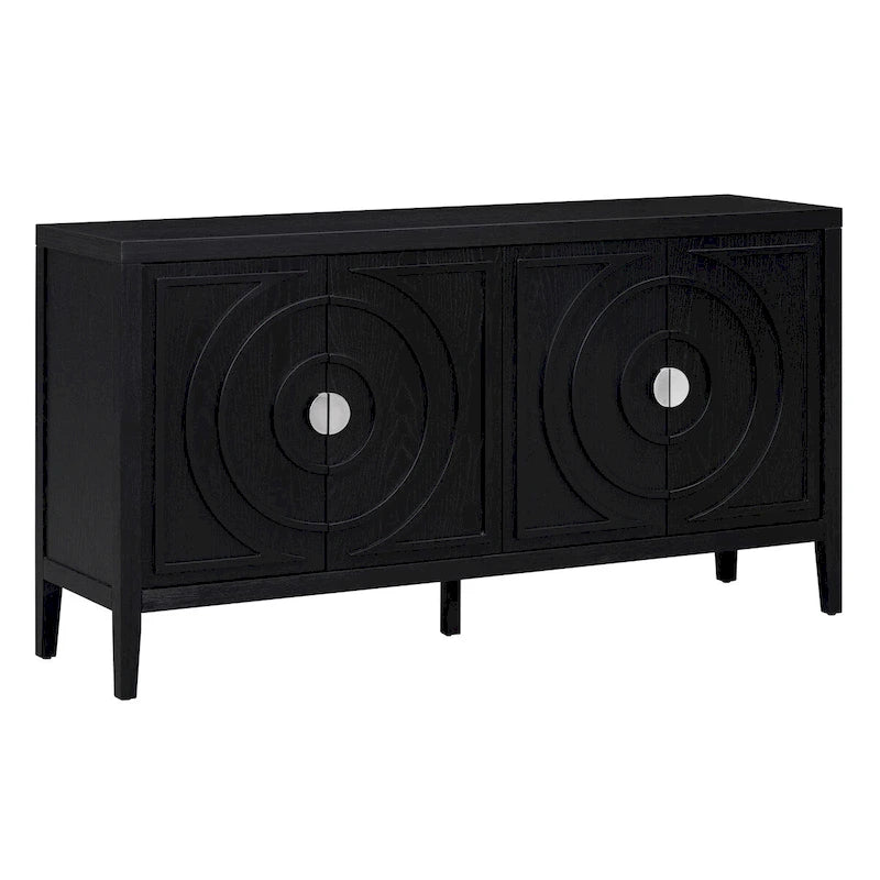 Portes de buffet rétro avec rainure circulaire Poignée de porte ronde en métal - 60L x 16P x 32H