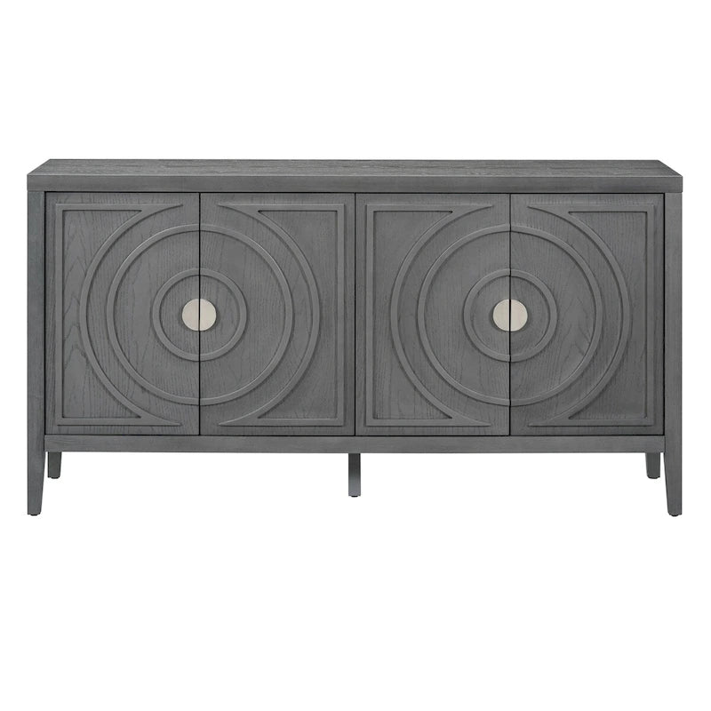 Portes de buffet rétro avec rainure circulaire Poignée de porte ronde en métal - 60L x 16P x 32H