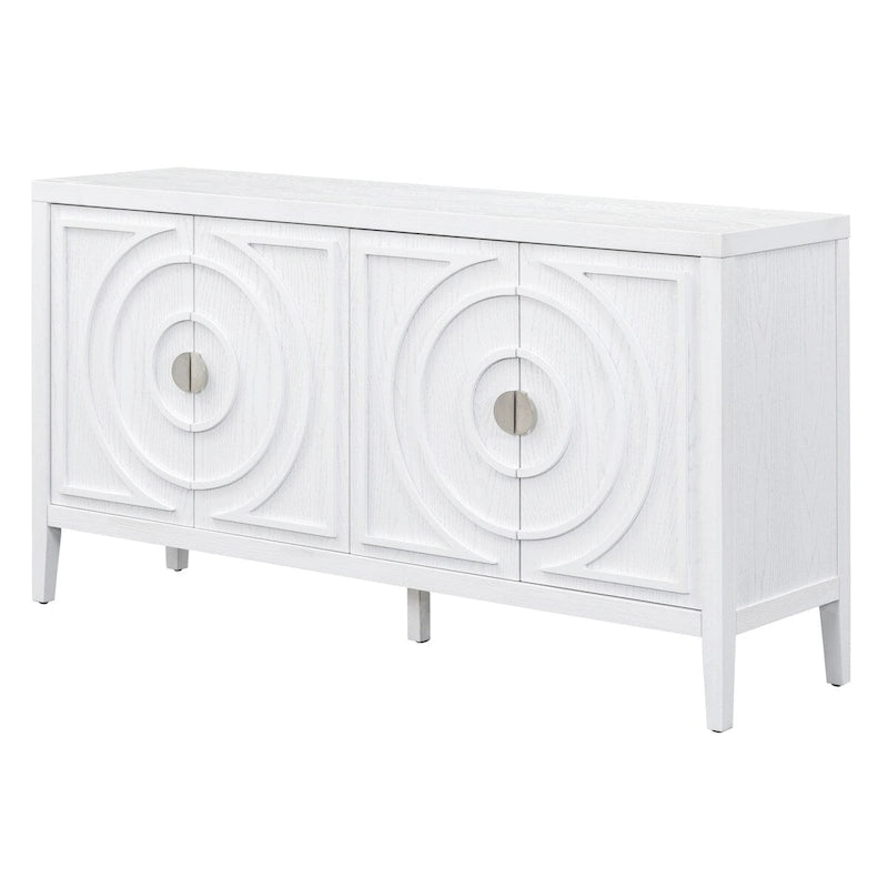 Portes de buffet rétro avec rainure circulaire Poignée de porte ronde en métal - 60L x 16P x 32H