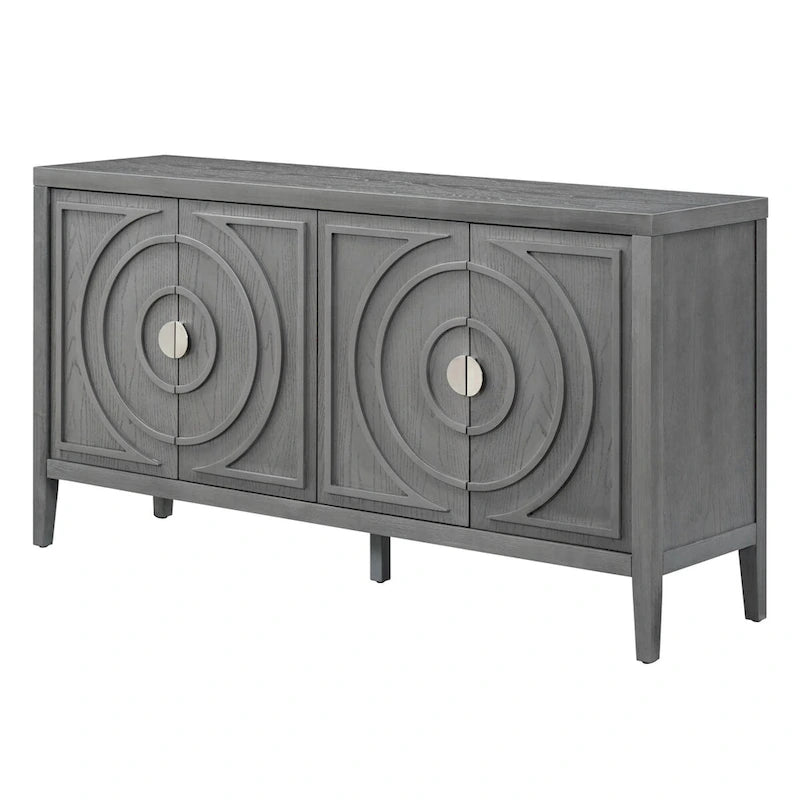 Portes de buffet rétro avec rainure circulaire Poignée de porte ronde en métal - 60L x 16P x 32H
