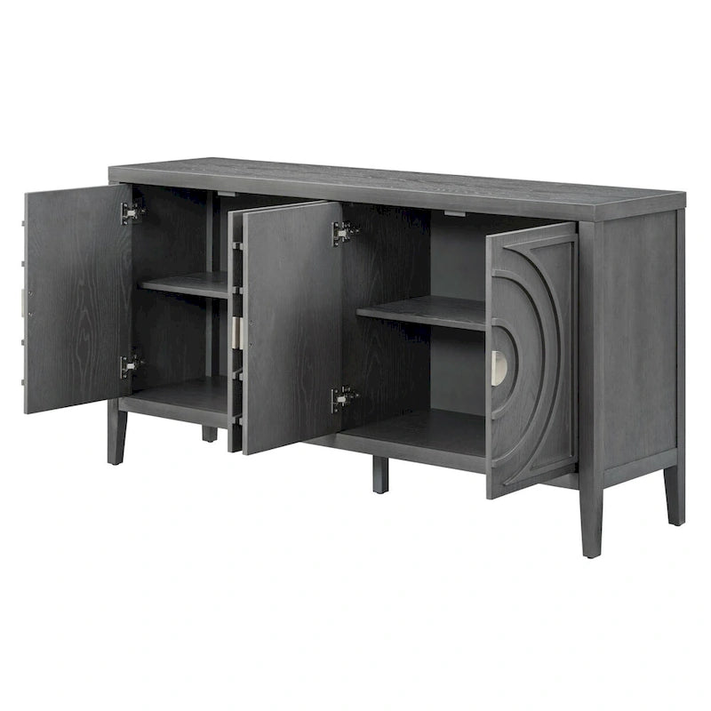 Portes de buffet rétro avec rainure circulaire Poignée de porte ronde en métal - 60L x 16P x 32H