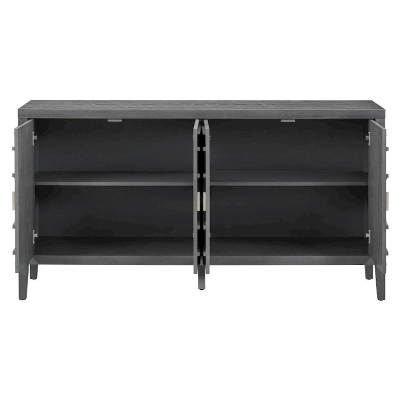 Portes de buffet rétro avec rainure circulaire Poignée de porte ronde en métal - 60L x 16P x 32H